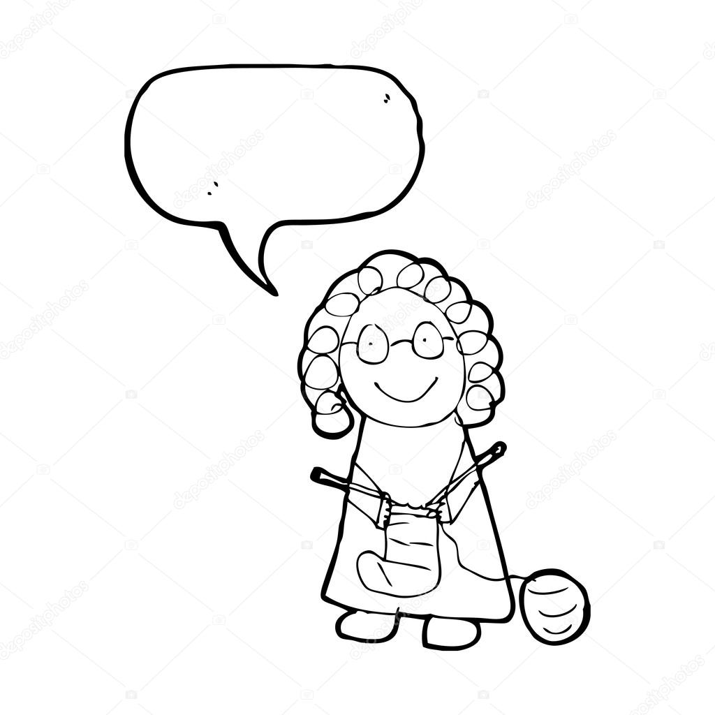 1024x1024 Drawing Of An Old Woman Knitting Stock Vector Lineartestpilot