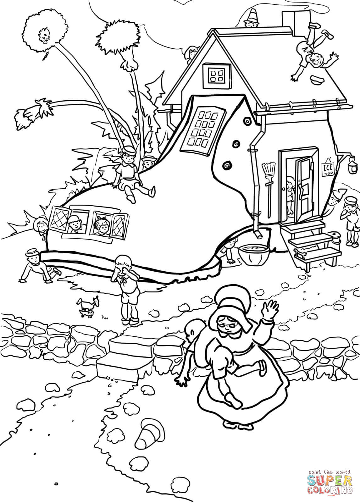 1145x1600 Little Old Woman Who Lived In A Shoe Coloring Page Free
