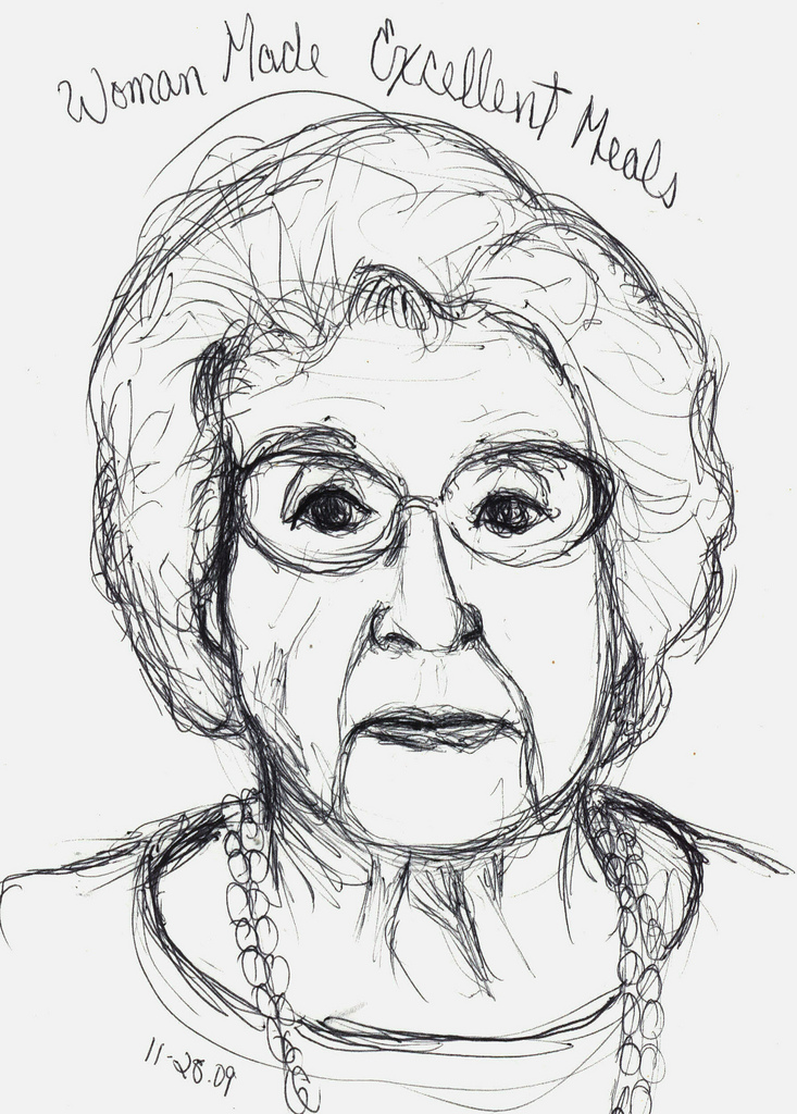 733x1024 11.28.09 100 Year Old Woman Drawn With Ballpoint Pen.