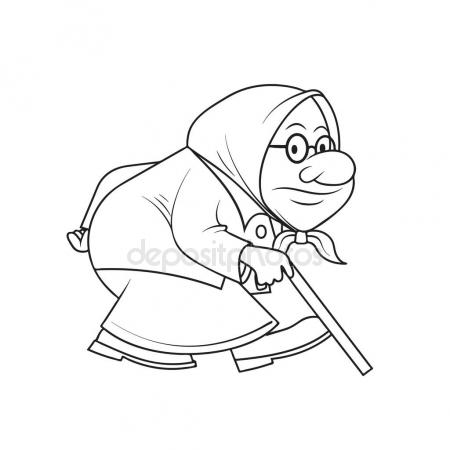 450x450 Ridiculous Caricature Of The Old Woman Vector Illustration