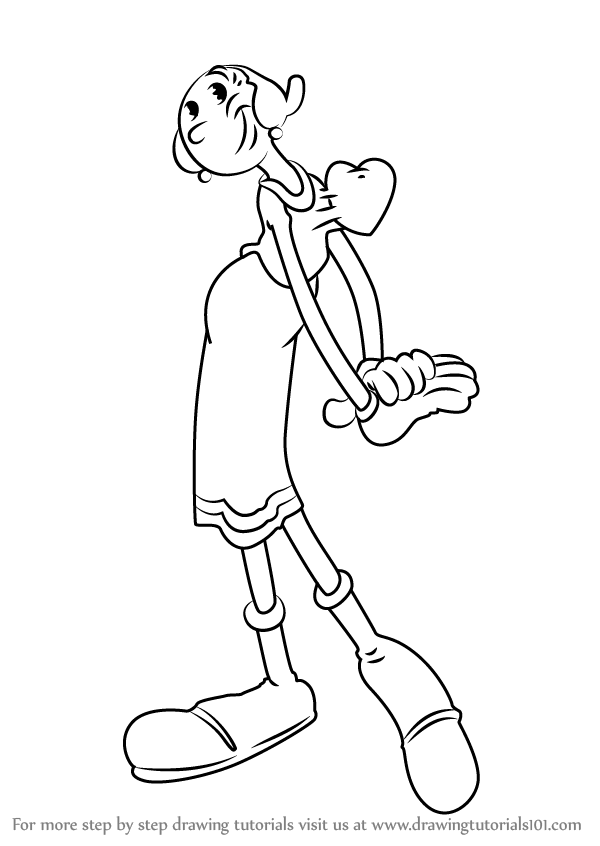 600x846 Learn How To Draw Olive Oyl From Popeye Sailor (Popeye