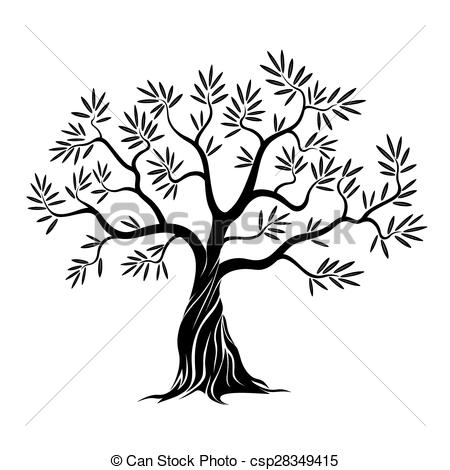 450x470 Black Vector Olive Tree. Vector Clip Art