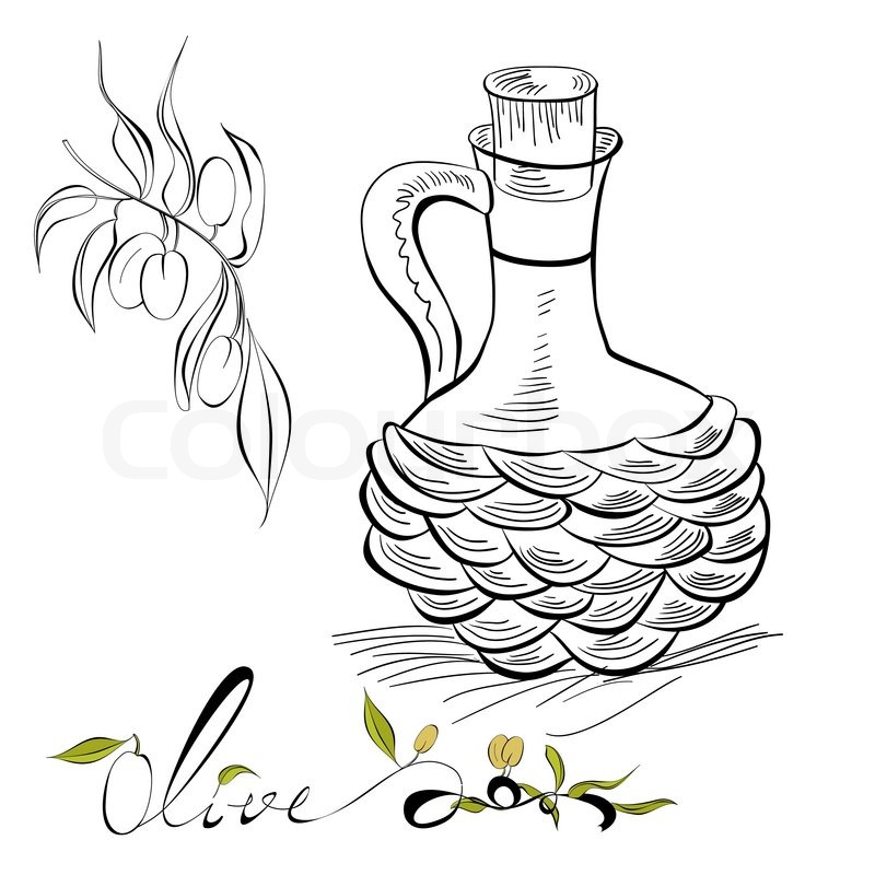 800x800 Olive And Pitcher With Olive Oil Stock Vector Colourbox