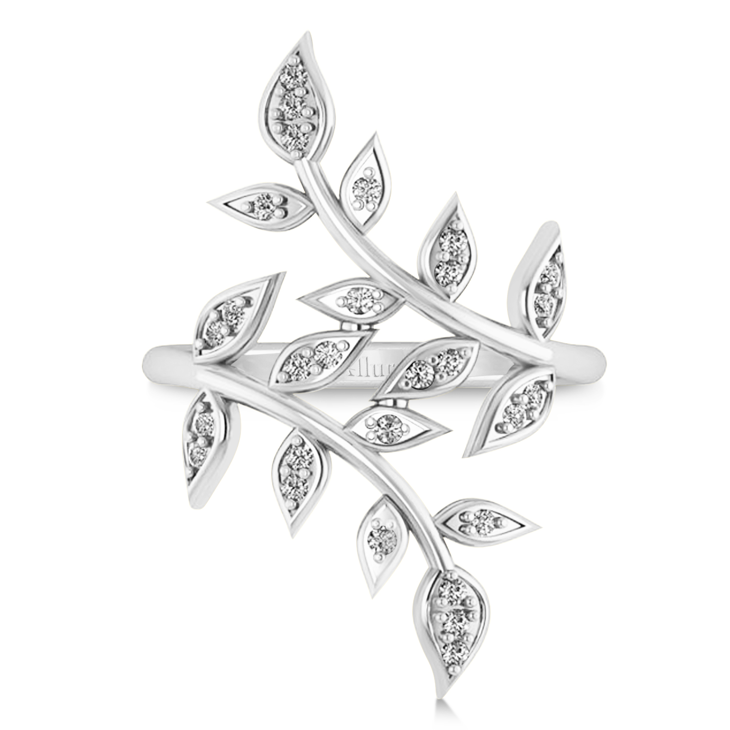 1500x1500 Diamond Olive Leaf Vine Fashion Ring 14k White Gold (0.28ct)