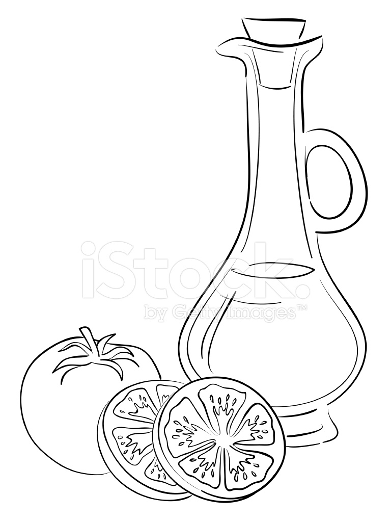 768x1024 Olive Oil And Tomatoes Stock Vector