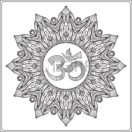 450x450 Deco Mandala With Om Sign, Patterned Design Element, Ethnic Amulet