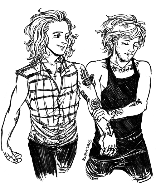 500x586 Larry Drawing One Direction Holding Hands, Otp