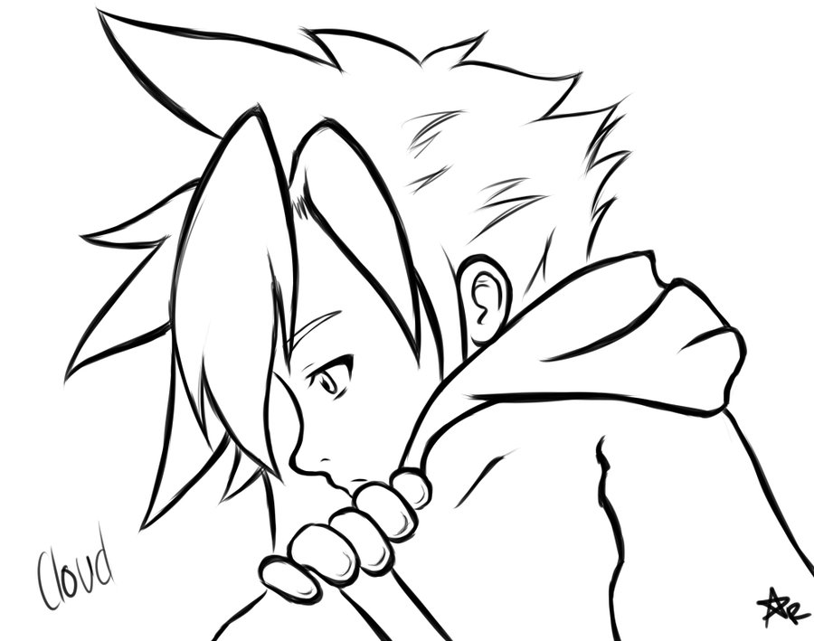 900x709 Young Cloud Strife Sketch Bye Piece Rulez
