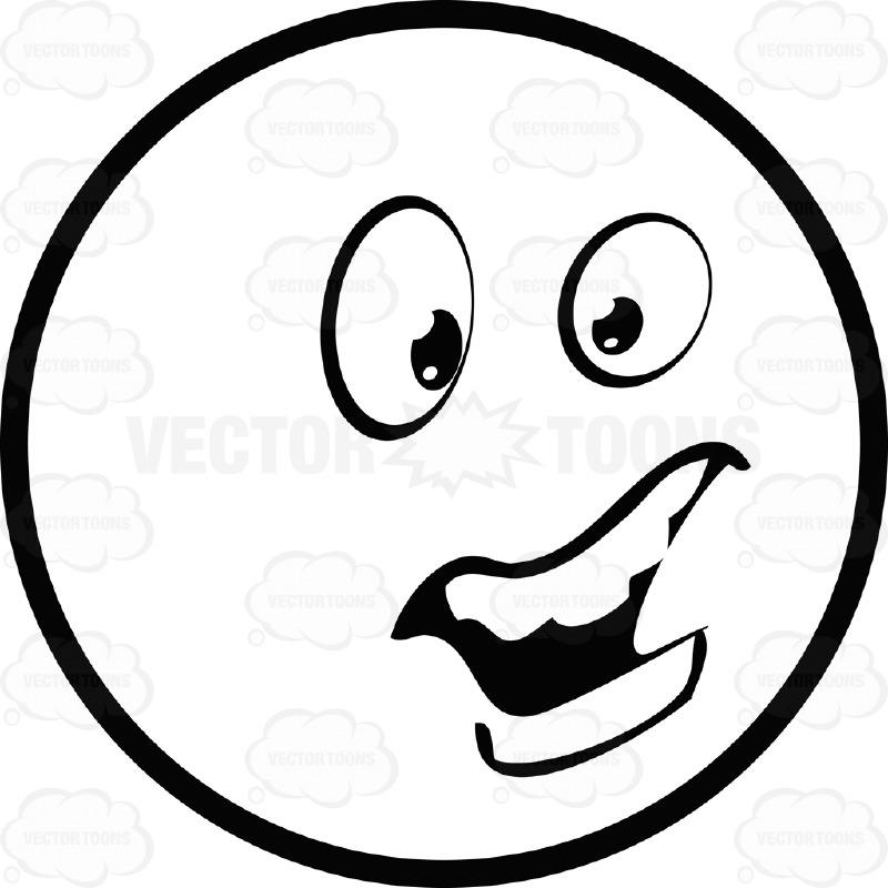 800x800 Large Eyed Black And White Smiley Face Emoticon Talking, Open