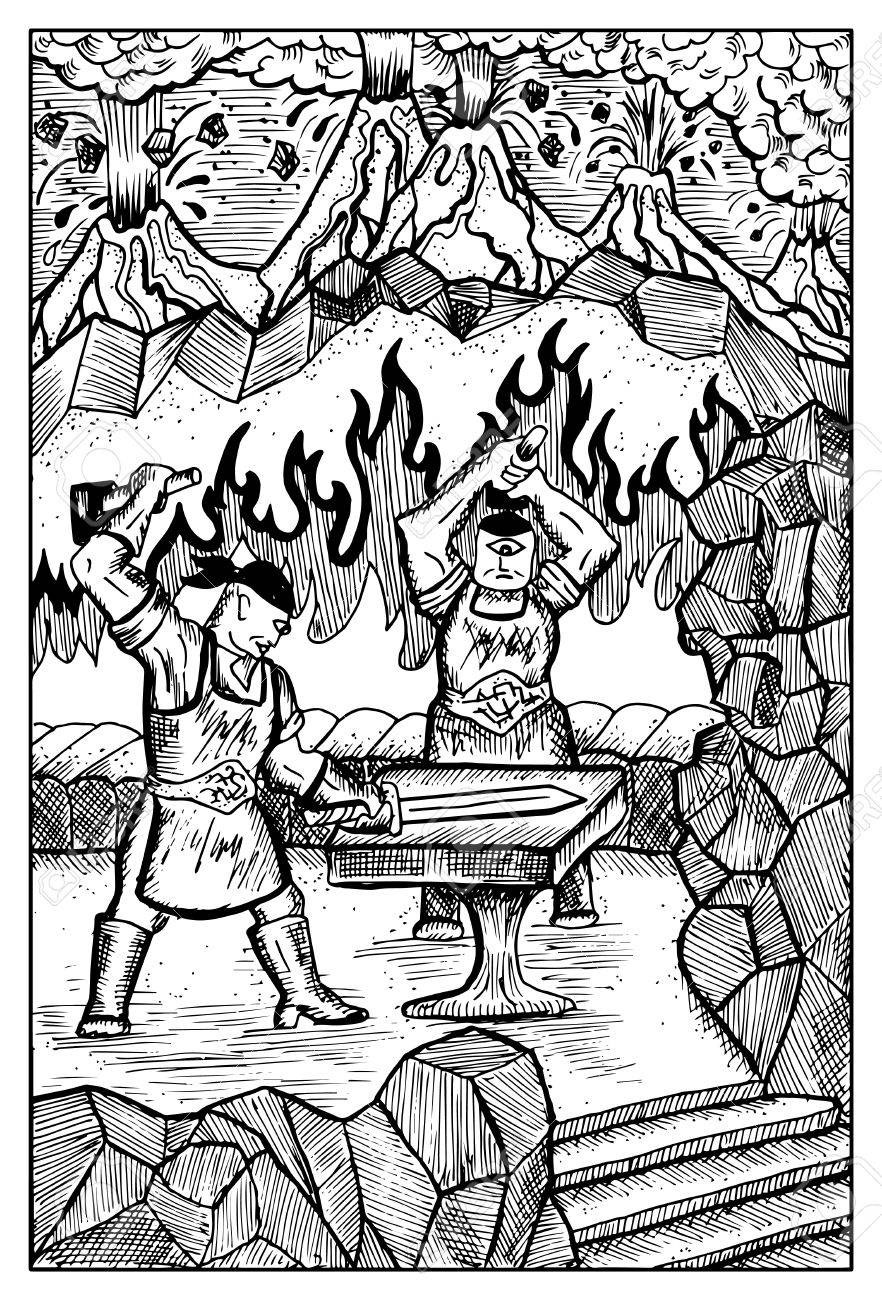 882x1300 Cyclops. Greek Myth Giants With One Eye. Fantasy Magic Creatures