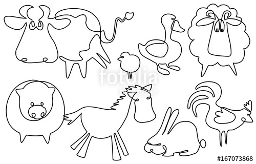 500x320 Farm Animals One Line Drawing Stock Image And Royalty Free Vector