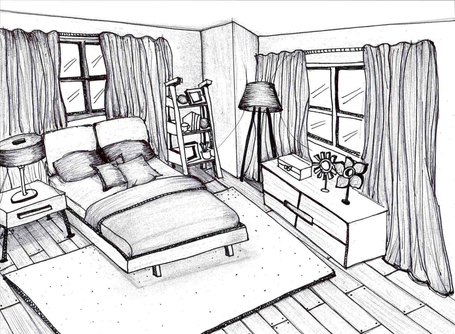 One Point Perspective Bedroom Drawing at GetDrawings | Free download