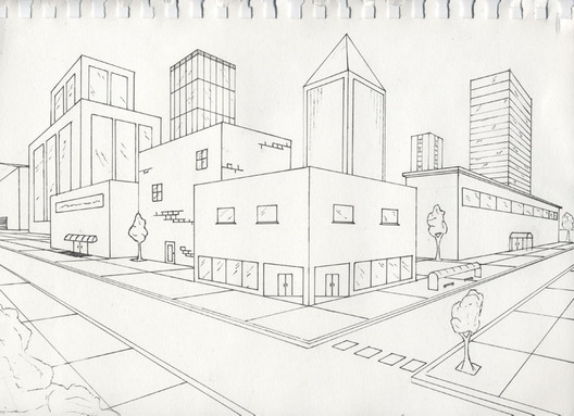 One Point Perspective City Drawing at GetDrawings | Free download