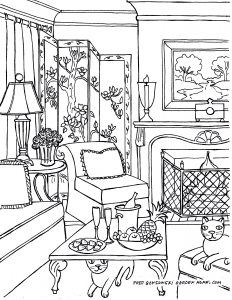 232x300 Living Room Living Room One Point Perspective Interior Drawing