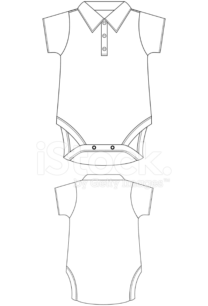 694x1024 Little Boys Polo Onesie Template Stock Vector
