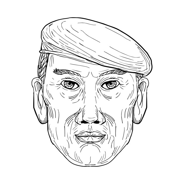 630x630 Soldier Wearing Beret Front Drawing