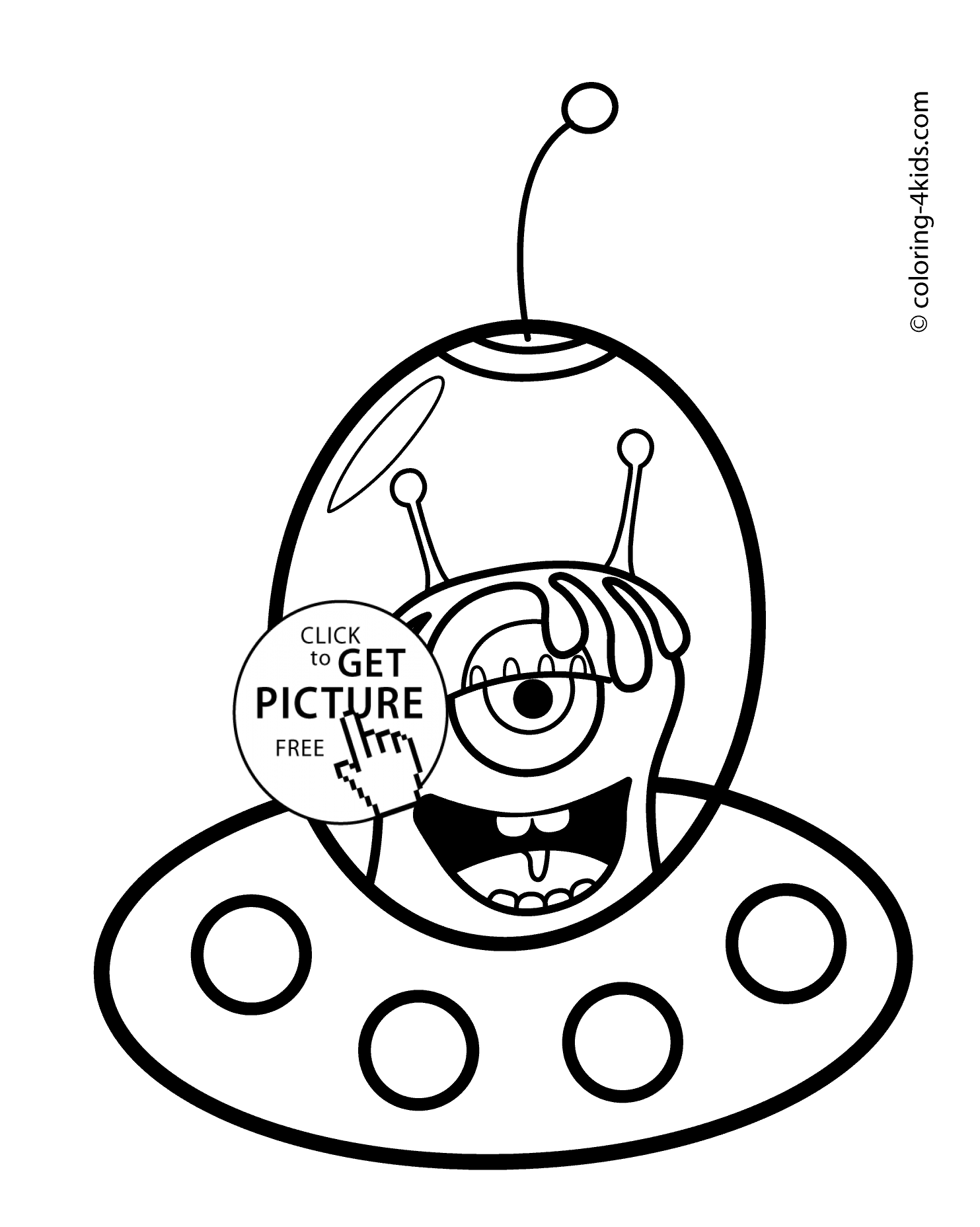 1483x1856 Alien Coloring Pages In Spacecraft For Kids, Printable Free