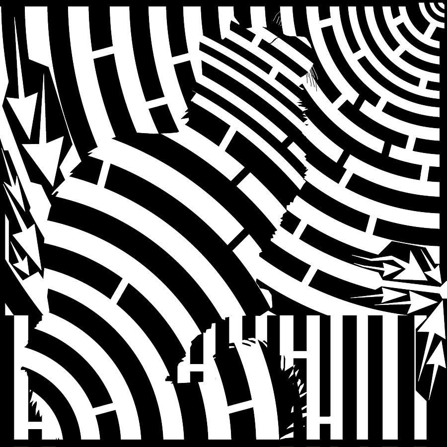 900x900 Maze Of Cat On Fence Op Art Digital Art By Maze Op Art Artist