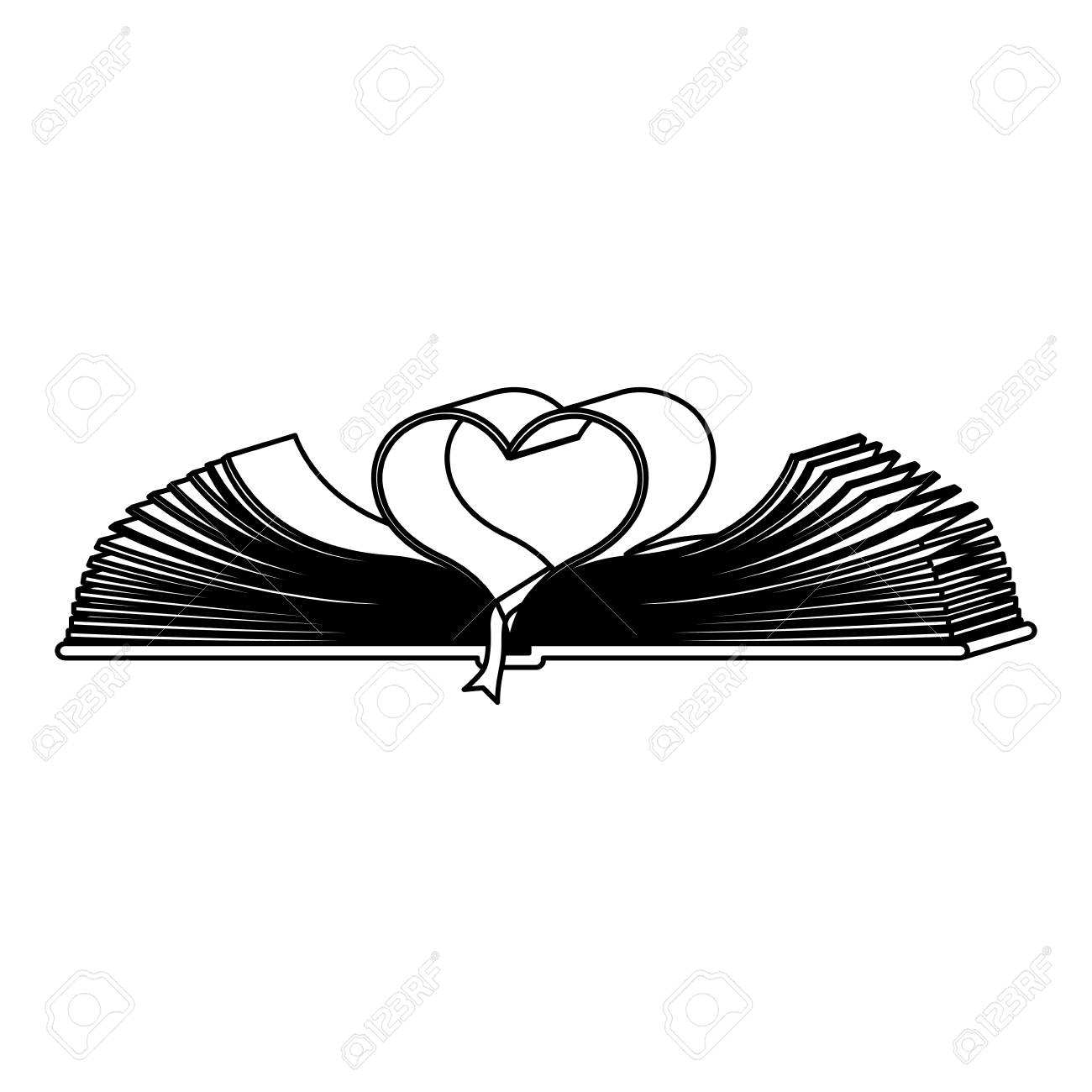 1300x1300 Monochrome Contour With Holy Bible Open With Sheets In Shape Heart