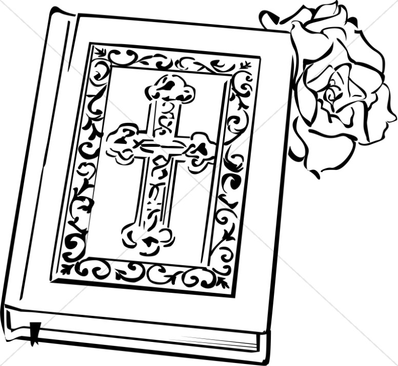 776x715 Open Bible With Rose Bible Clipart