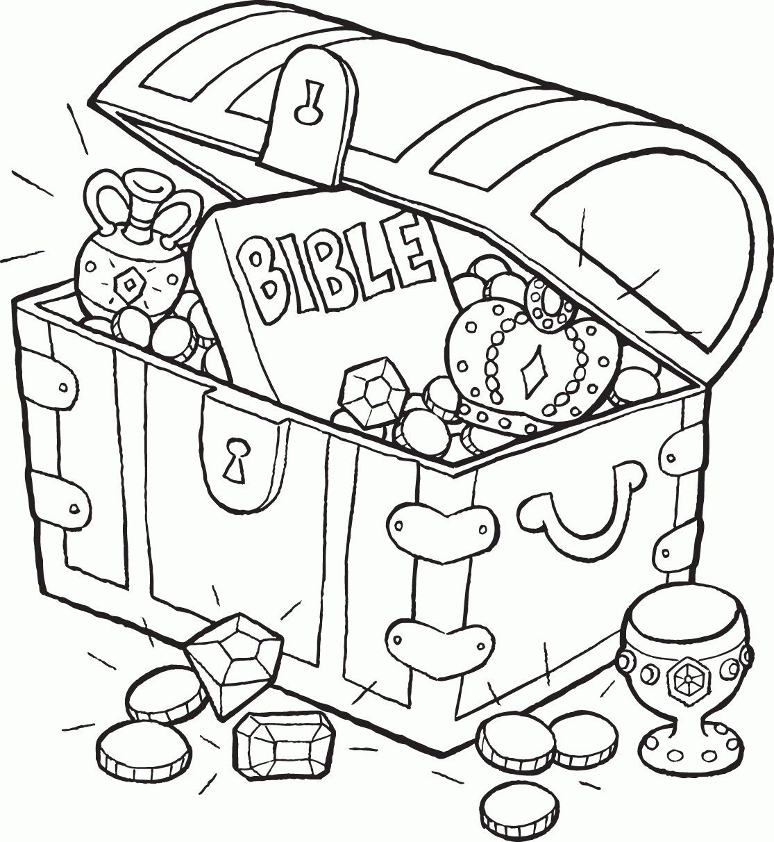 1115x1212 Open Treasure Chest Coloring Page Doodles Treasure