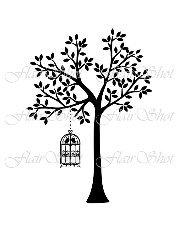 570x738 Digital Tree Clip Art, Vector Tree And Bird Cage Clipart