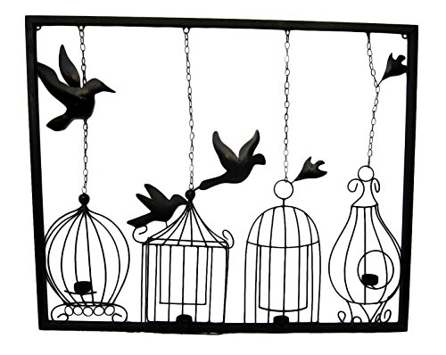 500x398 Freelogix Birdcage Tealight Metal Wall Art With Candle Holders