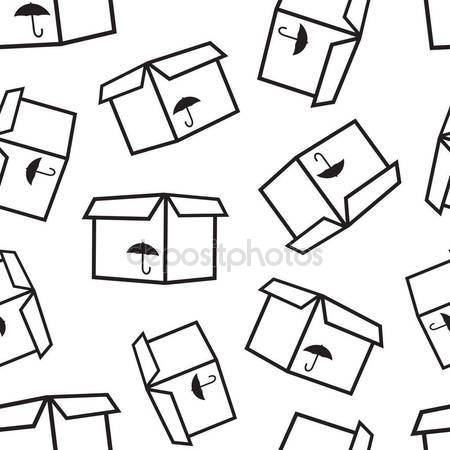 450x450 Open Box Shipping Seamless Pattern Background. Business Flat Vec