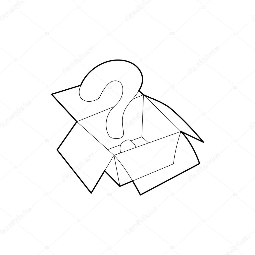 1024x1024 Question Sign Inside Open Box Icon, Outline Style Stock Vector