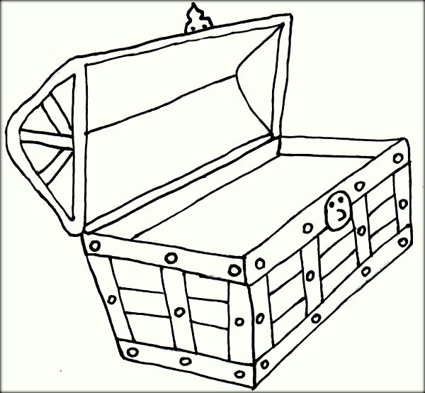 600x554 Treasure Box Coloring Sheet