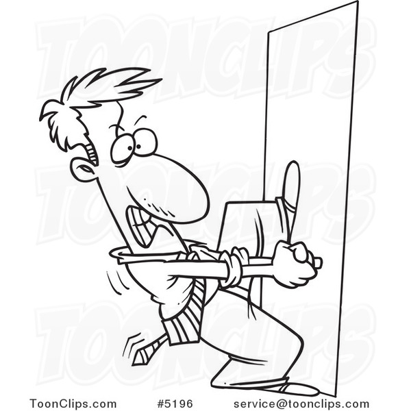 581x600 Cartoon Black And White Line Drawing Of A Locked Out Business Man
