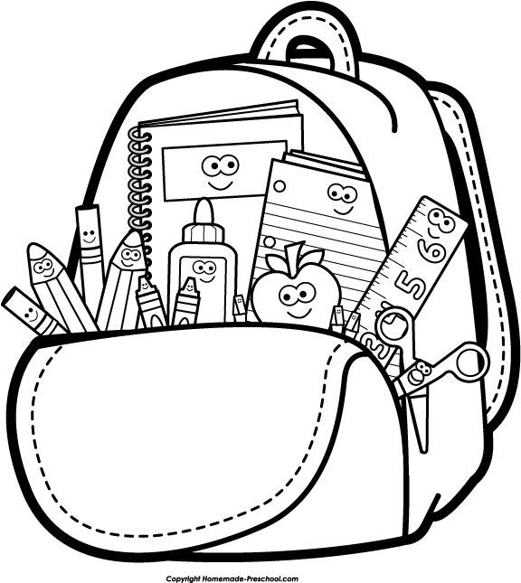 576x645 Open School Bag Clipart