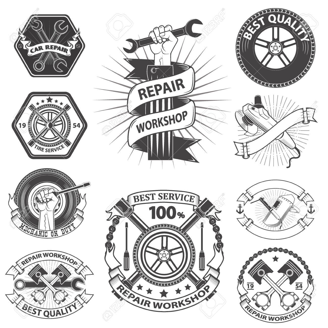 1300x1300 Logo For Repair Workshop. Emblem Mechanics. Tools Mechanics