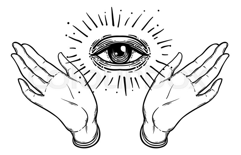 800x514 Open Hand With The All Seeing Eye On The Palm. Occult Design