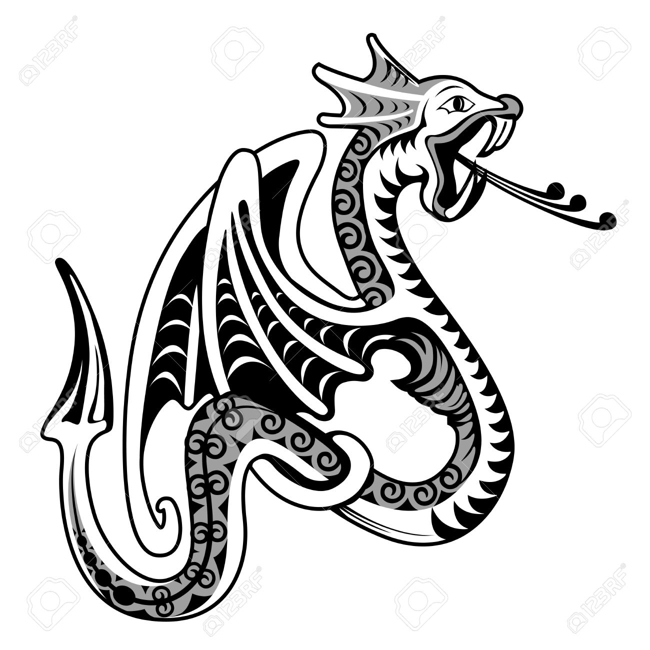 1300x1300 Drawn Serpent Open Mouth