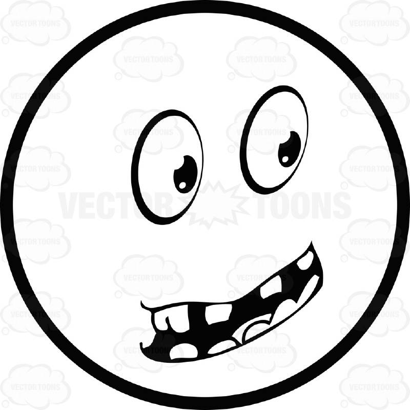 800x800 Large Eyed Black And White Smiley Face Emoticon Serious,