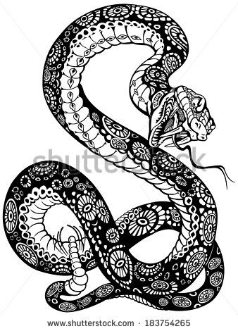 338x470 Snake Open Mouth Drawing