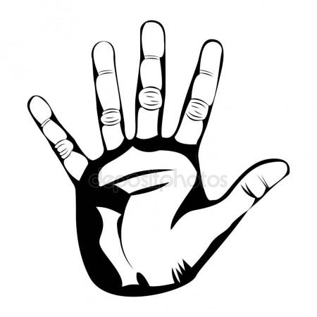 450x450 Gesture Open Palm. Black Hand Gives Or Receives. Vector Stock