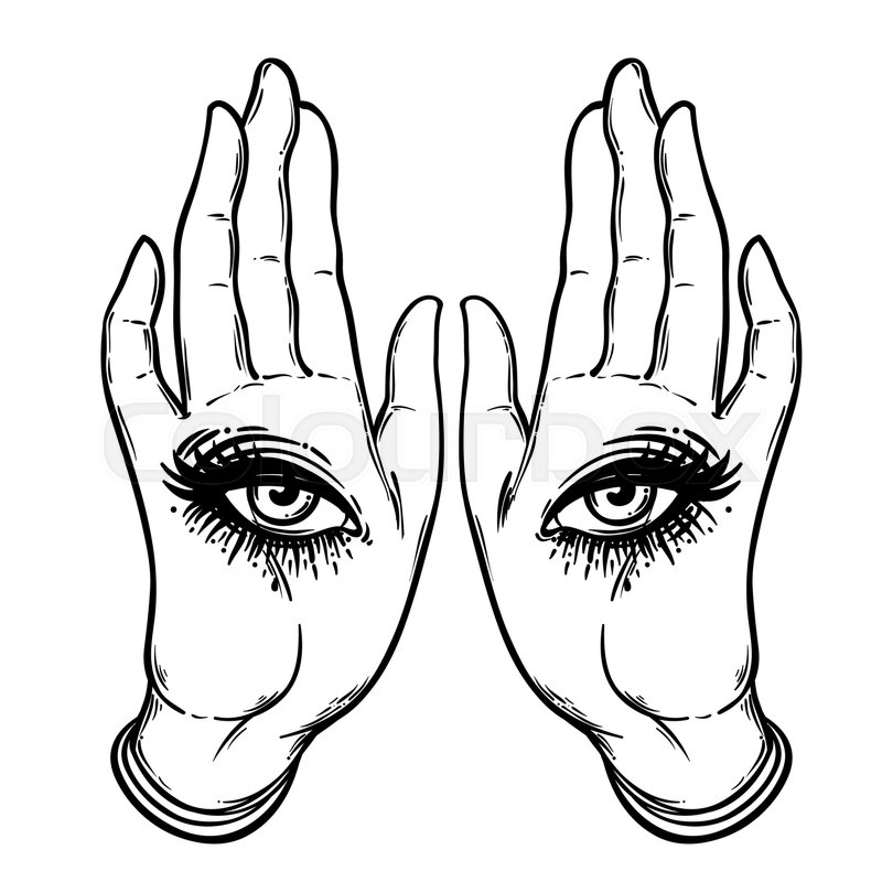 800x800 Mysterious Creature With Eyes On The Hands. Hand Drawn