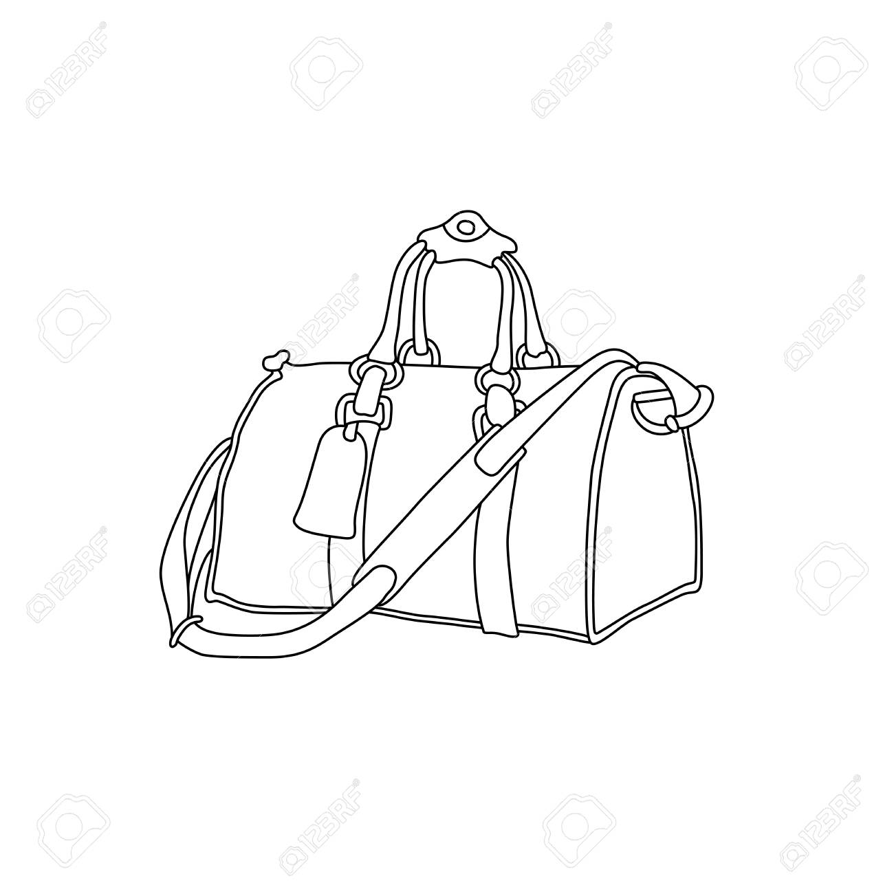 1300x1300 Vector Illustration Of Travel Bag. Hand Drawing Sketch Suitcase