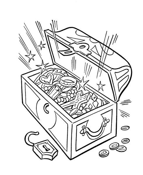 490x600 Open Treasure Chest Coloring Page