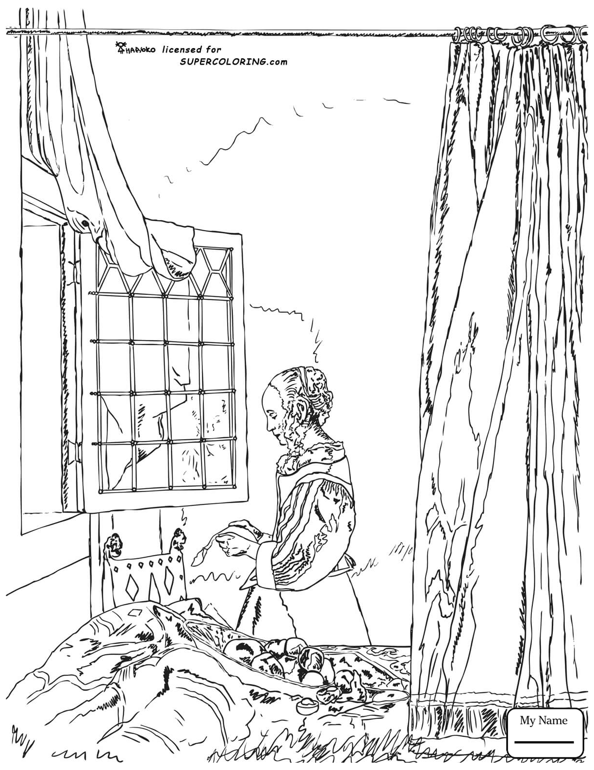 1224x1585 Coloring Pages A Girl Reading A Letter By An Open Window By