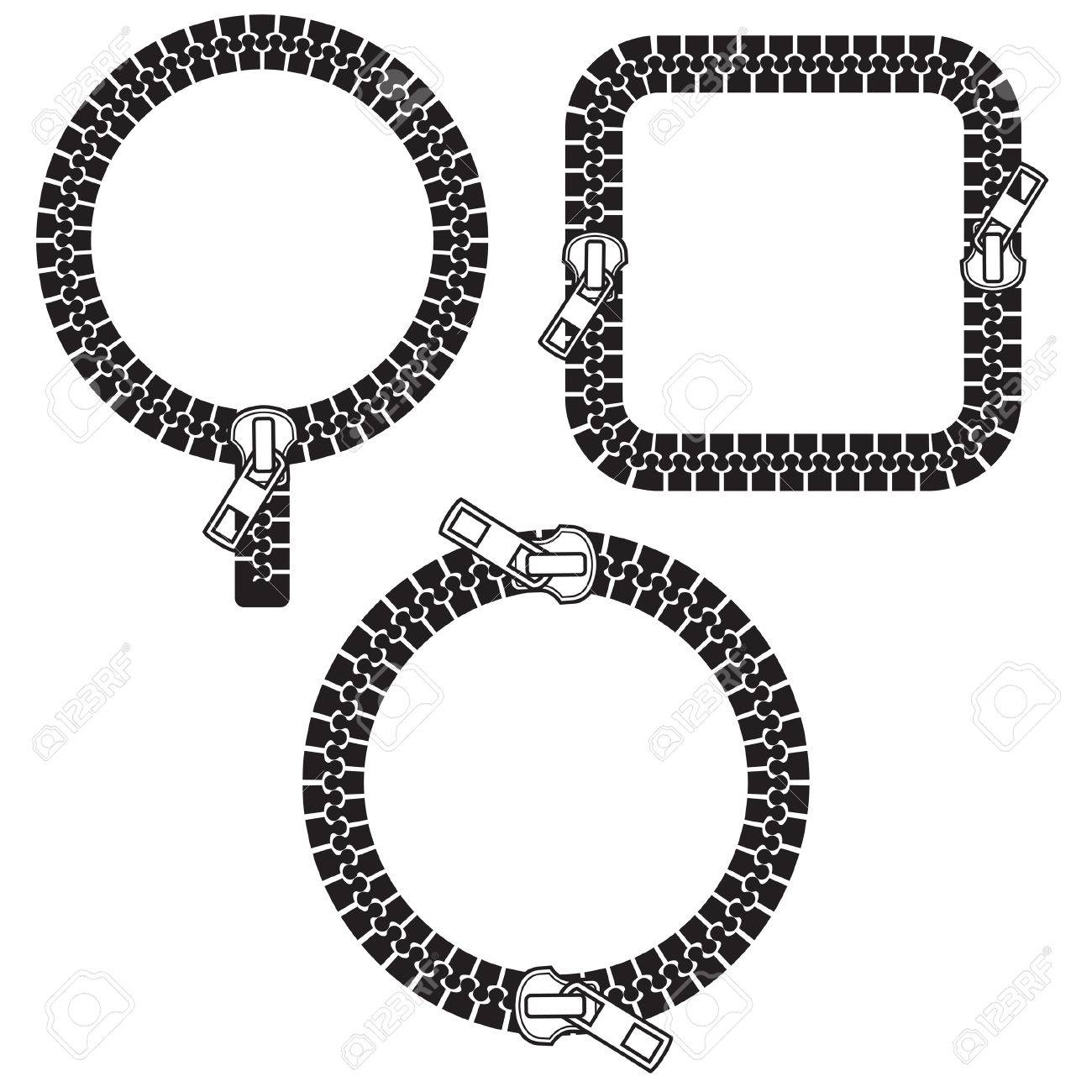 1300x1300 Frame Stylized As A Zipper, Round And Square Version Royalty Free