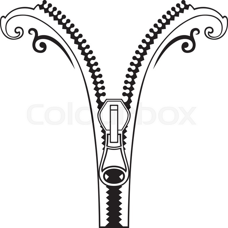 797x800 Zipper Black Symbols. Isolated On White Background. Vector