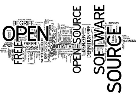 450x325 Word Cloud Of Open Source In German Language Stock Photo, Picture