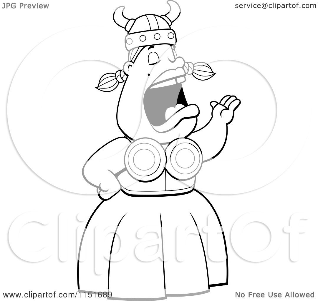 1080x1024 Cartoon Clipart Of A Black And White Singing Opera Viking Woman