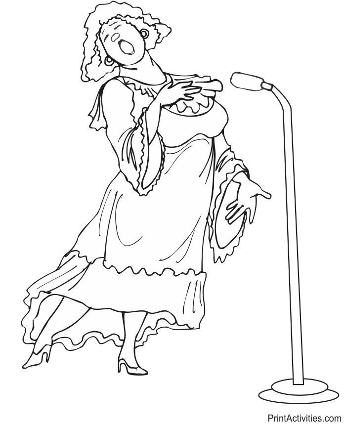 696x860 Opera Singer Coloring Page In Full Costume