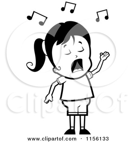 450x470 Cartoon Clipart Of A Black And White Male Opera Singer Singing