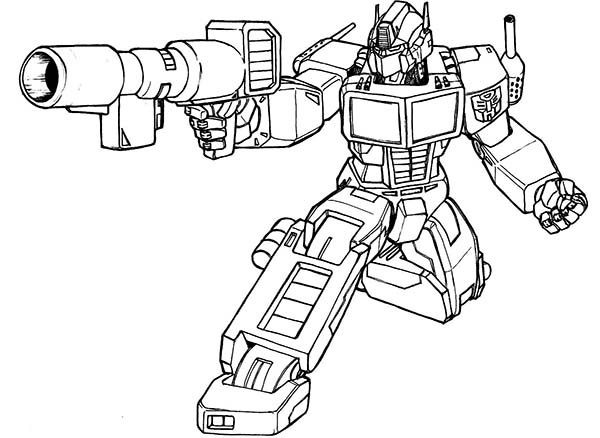 600x438 Optimus Prime Bazooka Of Transformers Coloring Page