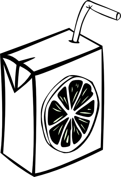 408x596 Orange Juice Box (B And W) Clip Art